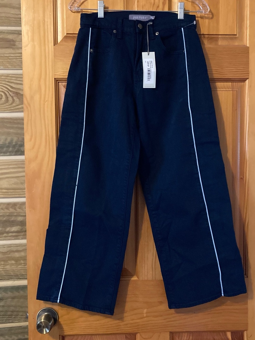 Just USA Navy Cargo Pants with White Side Piping